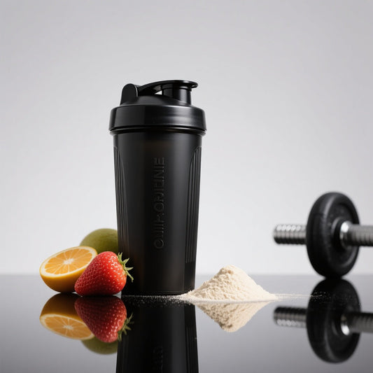 Protein shaker bottle used for blending smoothies without a blender