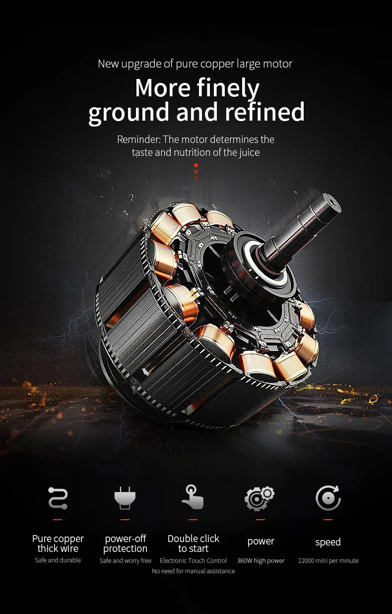 blender Motor with text on a dark background

